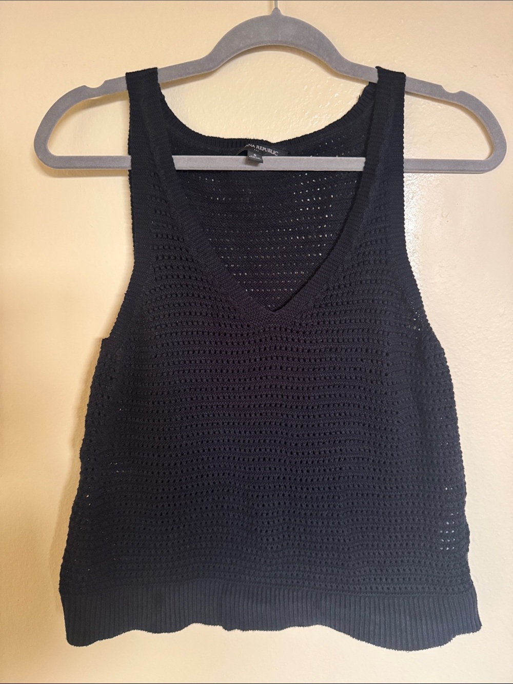 Banana Republic Black Crochet V-Neck Tank